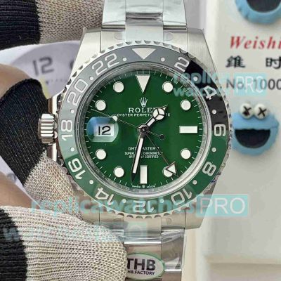 Swiss Clone THB Factory New Rolex Left-Handed GMT-Master II Green Face 4131 Automatic Watch 